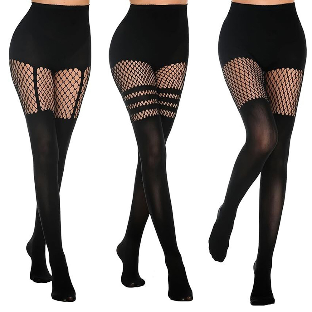 Fishing Equipment Net - Black Hollow-Out Pantyhose Suspenders Fishnet Stockings
