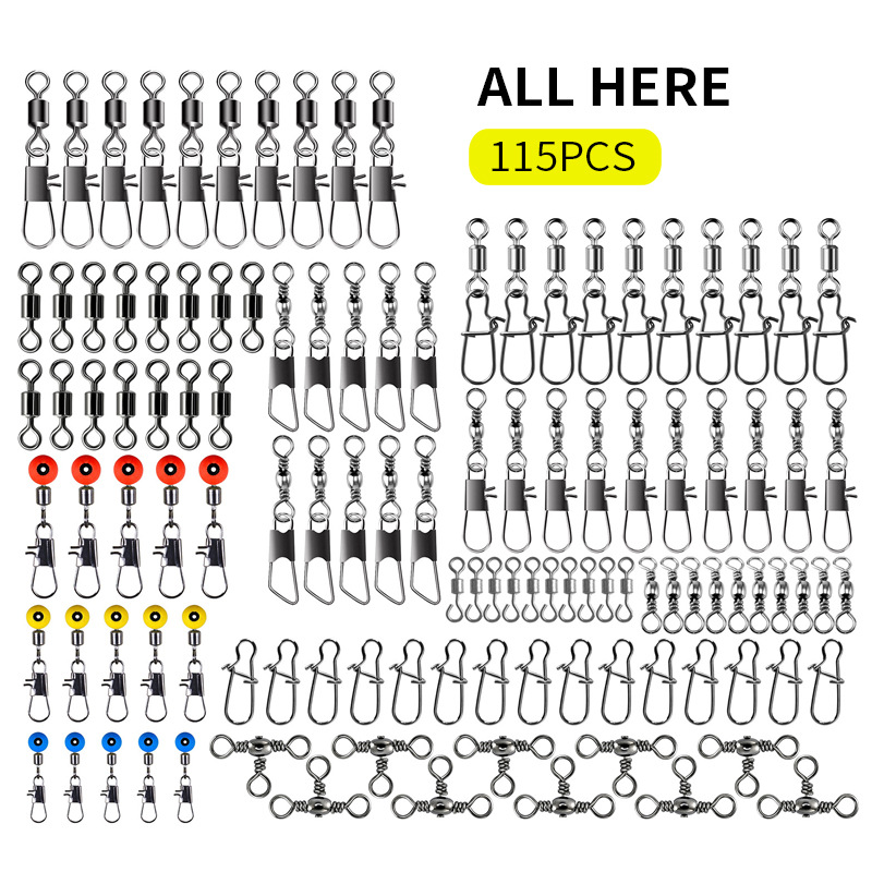 115pcs Fishing Swivel Connecto - Tackle Box ulasan dan harga