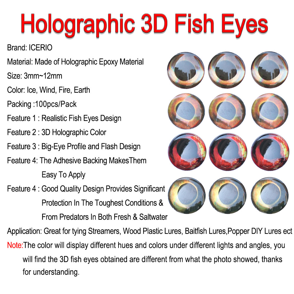 ICERIO 100PCS  Holographic 3D  - Fishing Equipment Parts ulasan dan harga