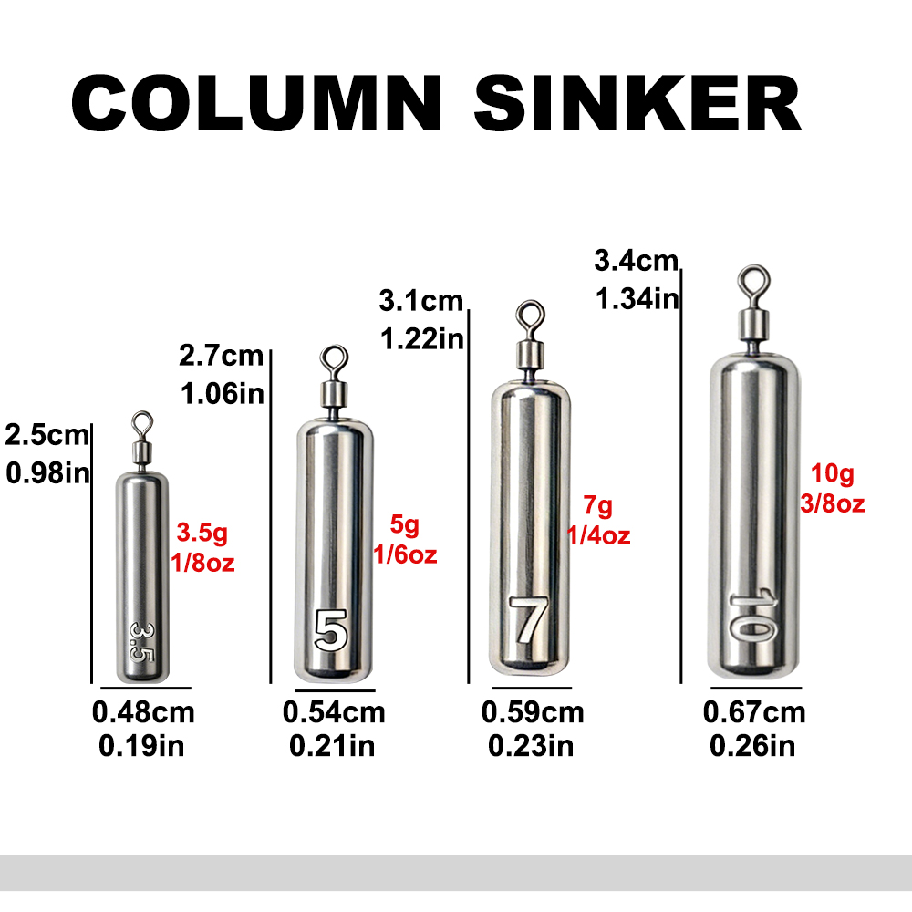 10-40Pcs Column Fishing Weight - Tackle Box ulasan dan harga
